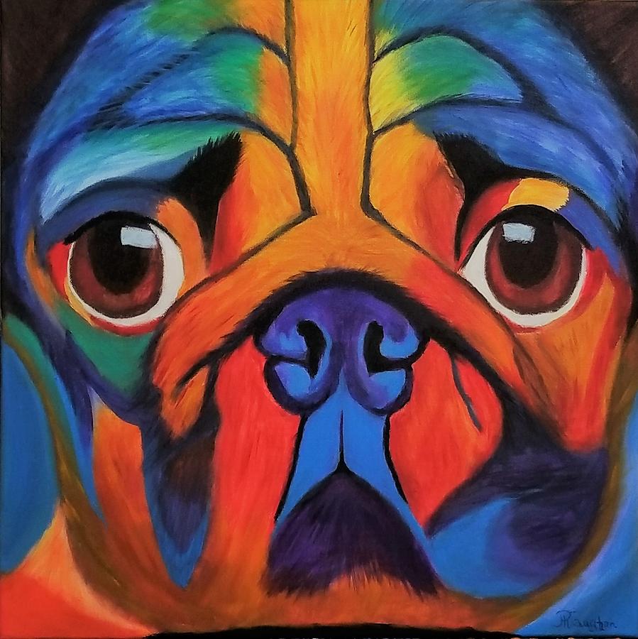 899x900 Colorful Pug Painting By Jp Vaughan - Colorful Pug Painting