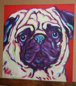 266x300 Pug (Face) By Jody Whitsell Whimsical Colorful Pop Art Dog Ebay - Colorful Pug Painting