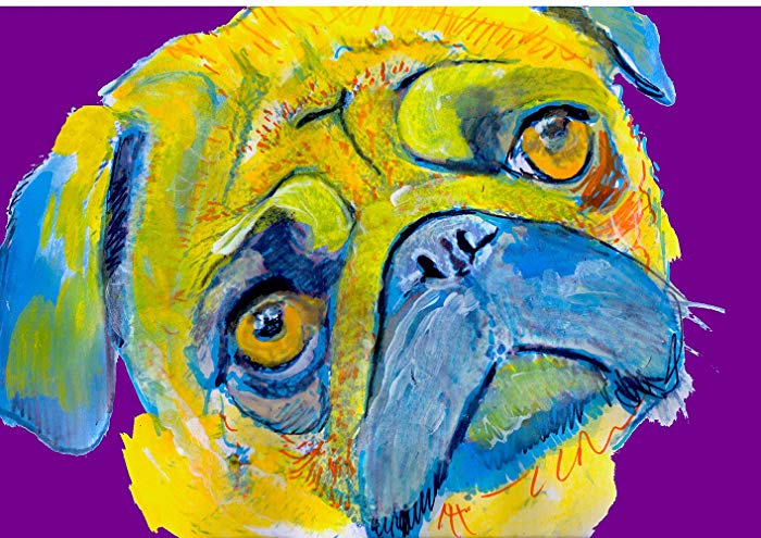 700x495 Pug Art Print, Colourful Pug Artwork, Pug Owner Gift, Pug Dog Art - Colorful Pug Painting
