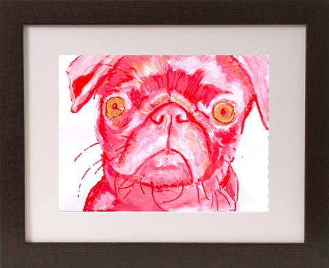 480x391 Pug Painting Art Print Dog Portrait Art Print Artist Signed - Colorful Pug Painting