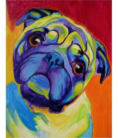 387x450 Colorful Pug Painting - Colorful Pug Painting