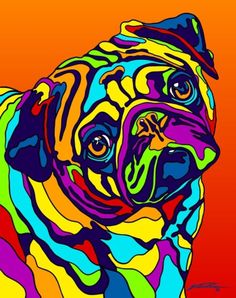 236x298 Colorful Pug Art Print - Colorful Pug Painting