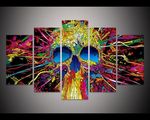 600x477 Colorful Skull V2 Painting - Colorful Skull Painting
