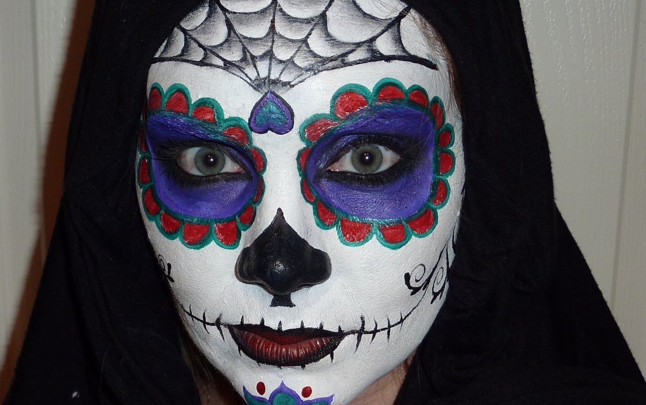1280x802 Sugar Skull Face Painting Tutorial - Colorful Skull Painting