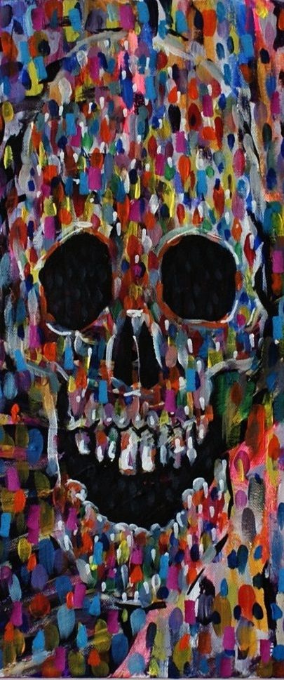 405x969 Colorful Abstract Skull Painting On Canvas Drawing - Colorful Skull Painting