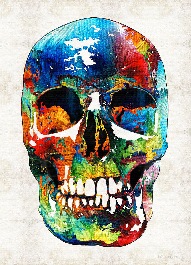 651x900 Colorful Skull Art - Colorful Skull Painting