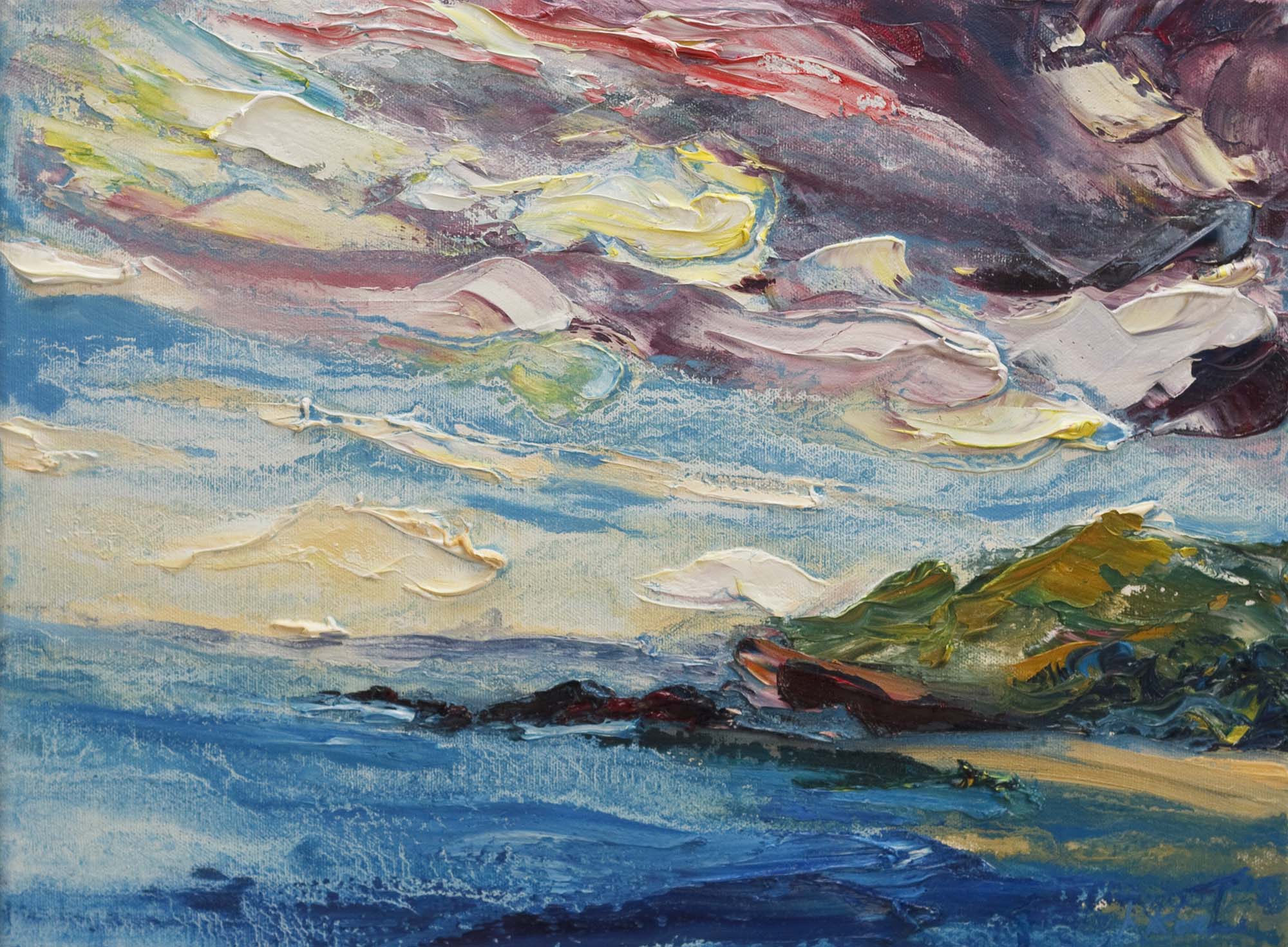 2000x1471 Crimson Sky Kevin Roche Artist - Colorful Sky Painting