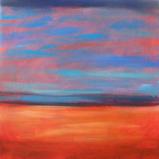 520x520 Easy Acrylic Painting Ideas Abstract Landscape Feltmagnet - Colorful Sky Painting