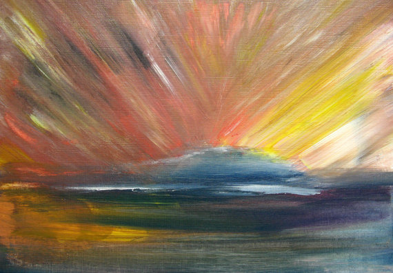 570x397 Pink Sky Painting Night Light Colorful Sky Small Acrylic - Colorful Sky Painting