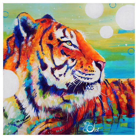 570x570 Tiger In Water - Colorful Tiger Painting