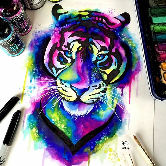 Colorful Tiger Painting at PaintingValley.com | Explore collection of ...