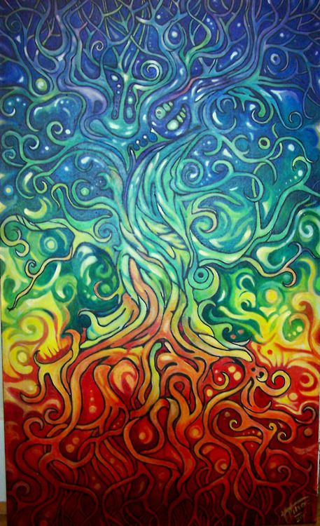 457x750 Door Allerlei Kronkelende Vormen Die Steeds Terug Komen Lijken De - Colorful Tree Of Life Painting
