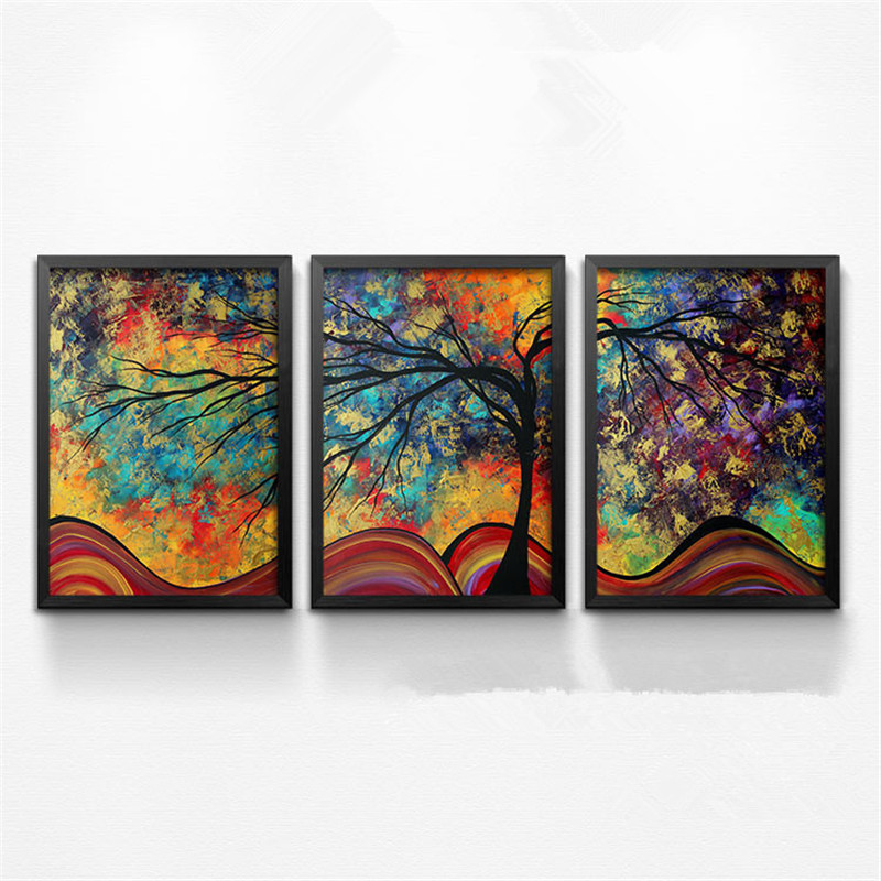 800x800 3pcslot New Design Colorful Tree Of Life Art Wall Poster Set - Colorful Tree Of Life Painting