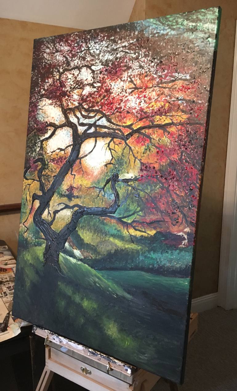 770x1270 Saatchi Art Sculptural Painting Colorful Tree Painting By Ginny - Colorful Tree Painting