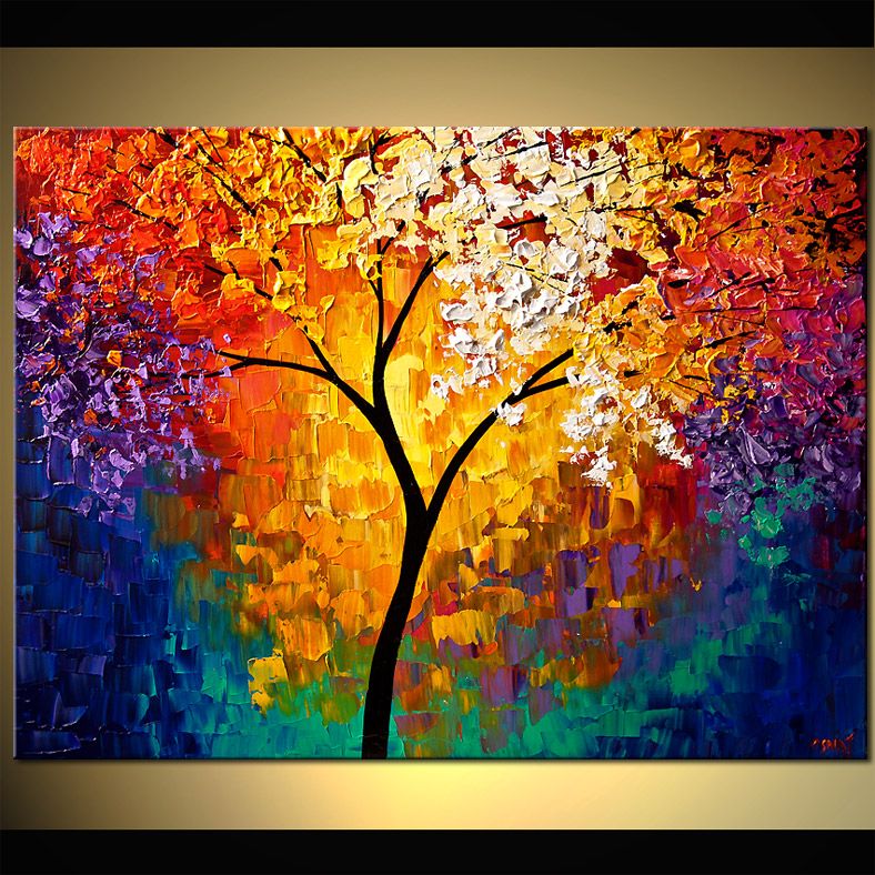 788x788 Abstract Paintings Original Abstract Art - Colorful Tree Painting