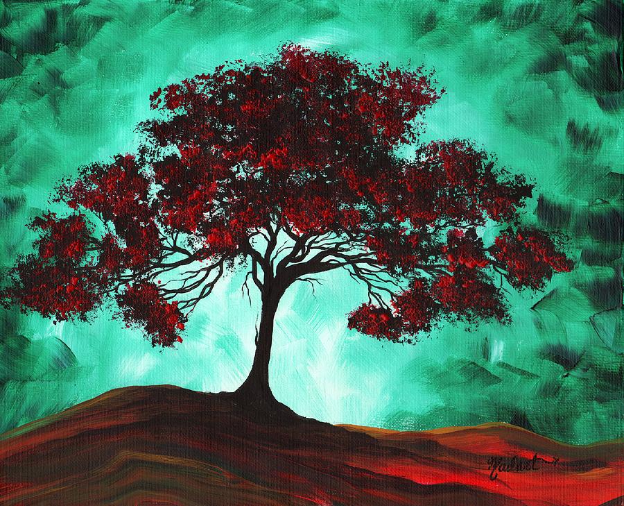 900x729 Abstract Art Original Colorful Tree Painting Passion Fire By - Colorful Tree Painting