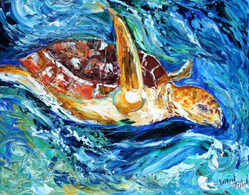 800x627 Karen Tarlton The Sea Turtle - Colorful Turtle Painting