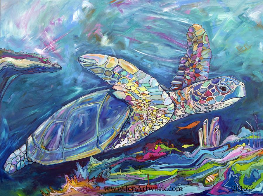 Colorful Turtle Painting at PaintingValley.com | Explore collection of ...