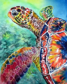 236x294 Pinturas De Tortugas - Colorful Turtle Painting