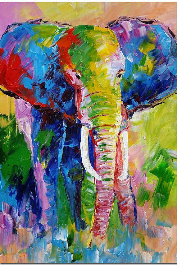 570x855 Image Result For Art Contemporary Painting Art Painting - Colorful Watercolor Elephant Painting