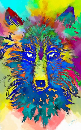 343x550 Colorful Wolf Painting Posters By Junkisakuraba Redbubble - Colorful Wolf Painting