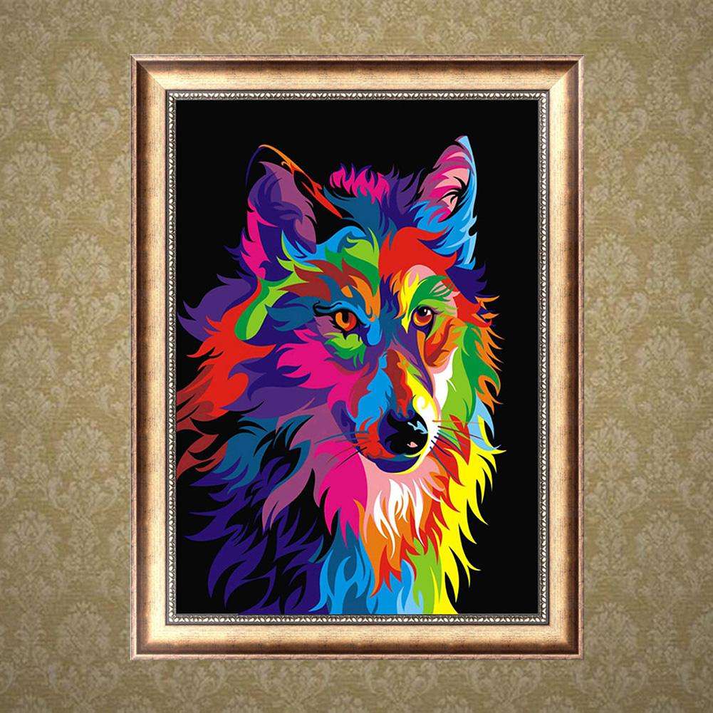 1001x1001 5d Colorful Wolf Diamond Painting Home Decor Diy Embroidery Cross - Colorful Wolf Painting