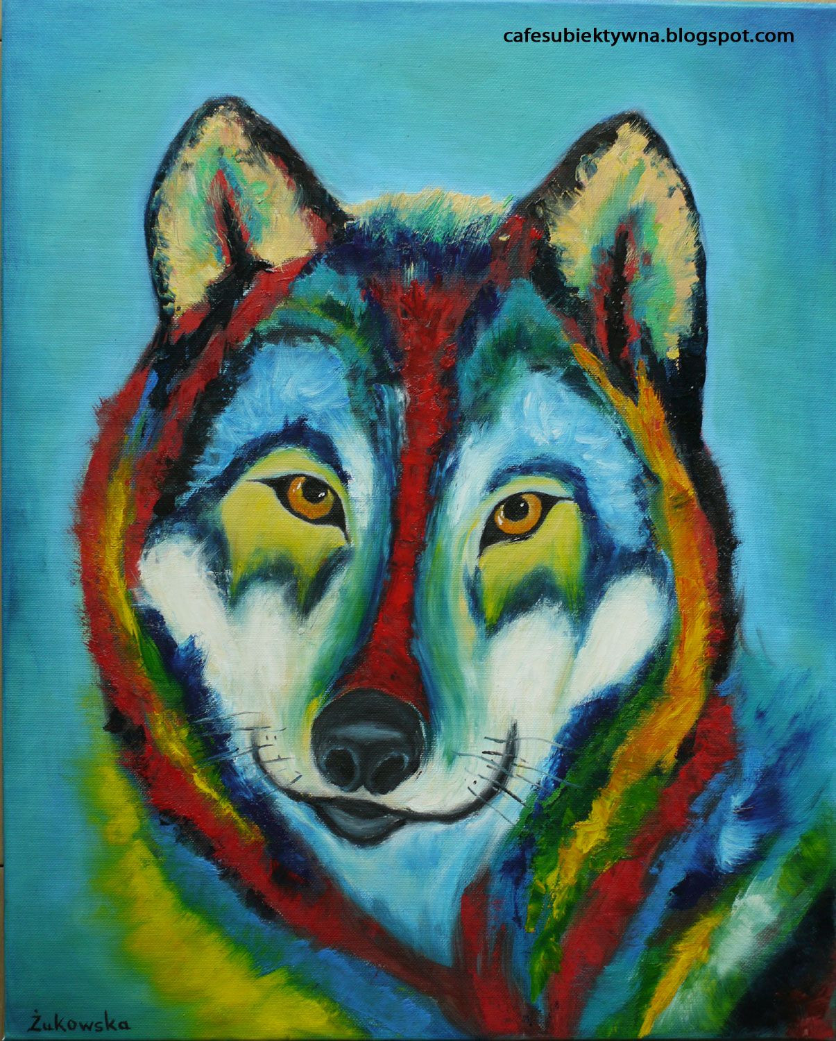 1205x1500 Wolf Oil Painting Elegant Colorful Wolf Oil Painting By Ukowska - Colorful Wolf Painting