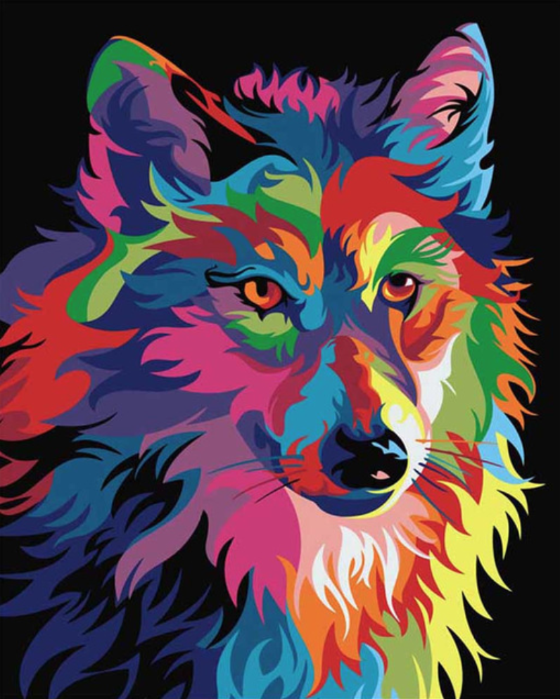 796x994 Colorful Wolf Diamond Painting Embroidery Kit 5d Diamond - Colorful Wolf Painting