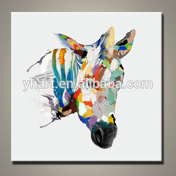 350x350 Modern Handmade Colorful Zebra Wall Art,colorful Horse Oil - Colorful Zebra Painting