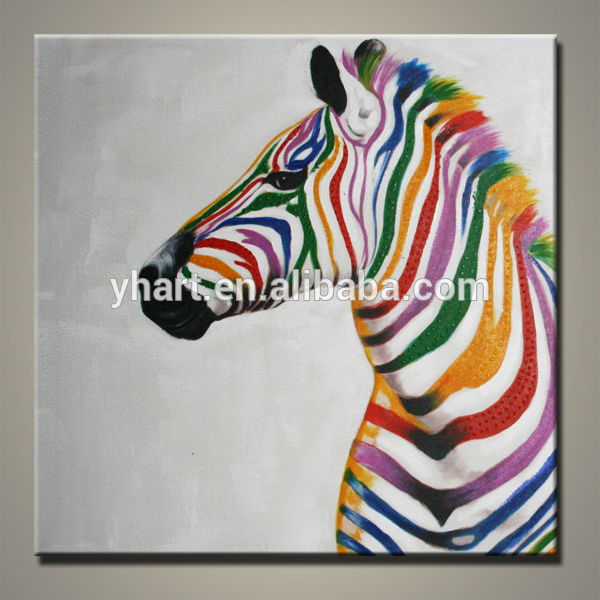 600x600 Popular Modern Handmade Abstract Colorful Zebra Painting On Wall - Colorful Zebra Painting