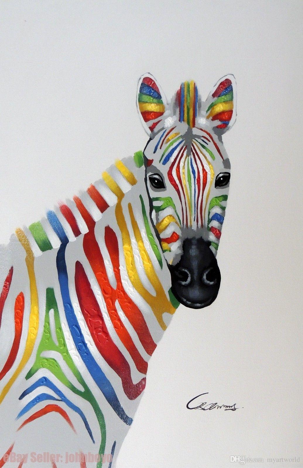 1035x1595 Ful Horse Zebra Stripes Portrait Pop Modern Art Fantasy - Colorful Zebra Painting