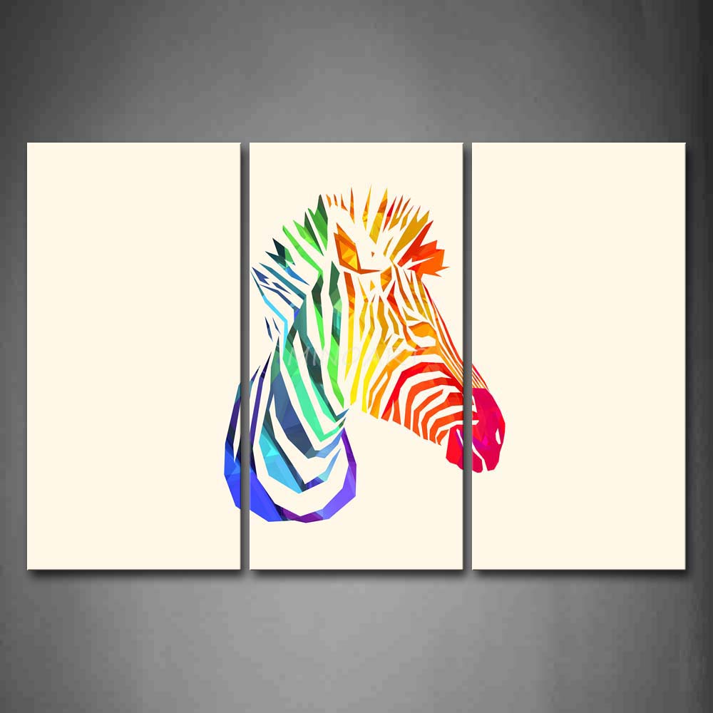 1000x1000 3 Piece Wall Art Painting Artistic Colorful Zebra Head Print - Colorful Zebra Painting