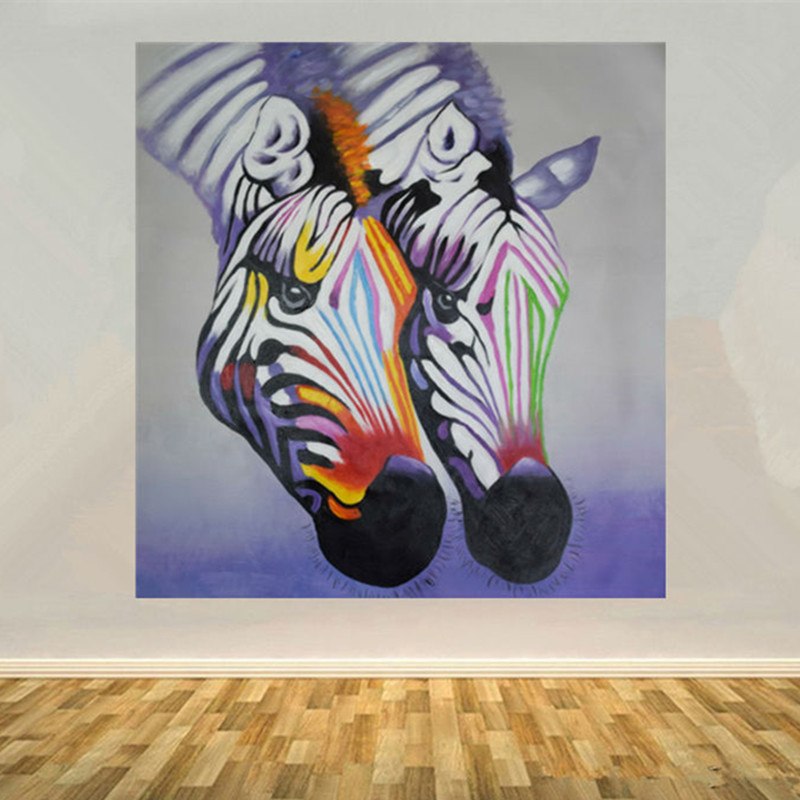 800x800 Abstract Colorful Zebra Oil Painting On Canvas Hand Painted Animal - Colorful Zebra Painting