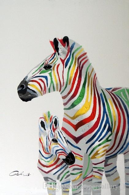 421x637 Best Framed Mother Horse Zebra Amp Colt Modern Pop Art Colorful - Colorful Zebra Painting