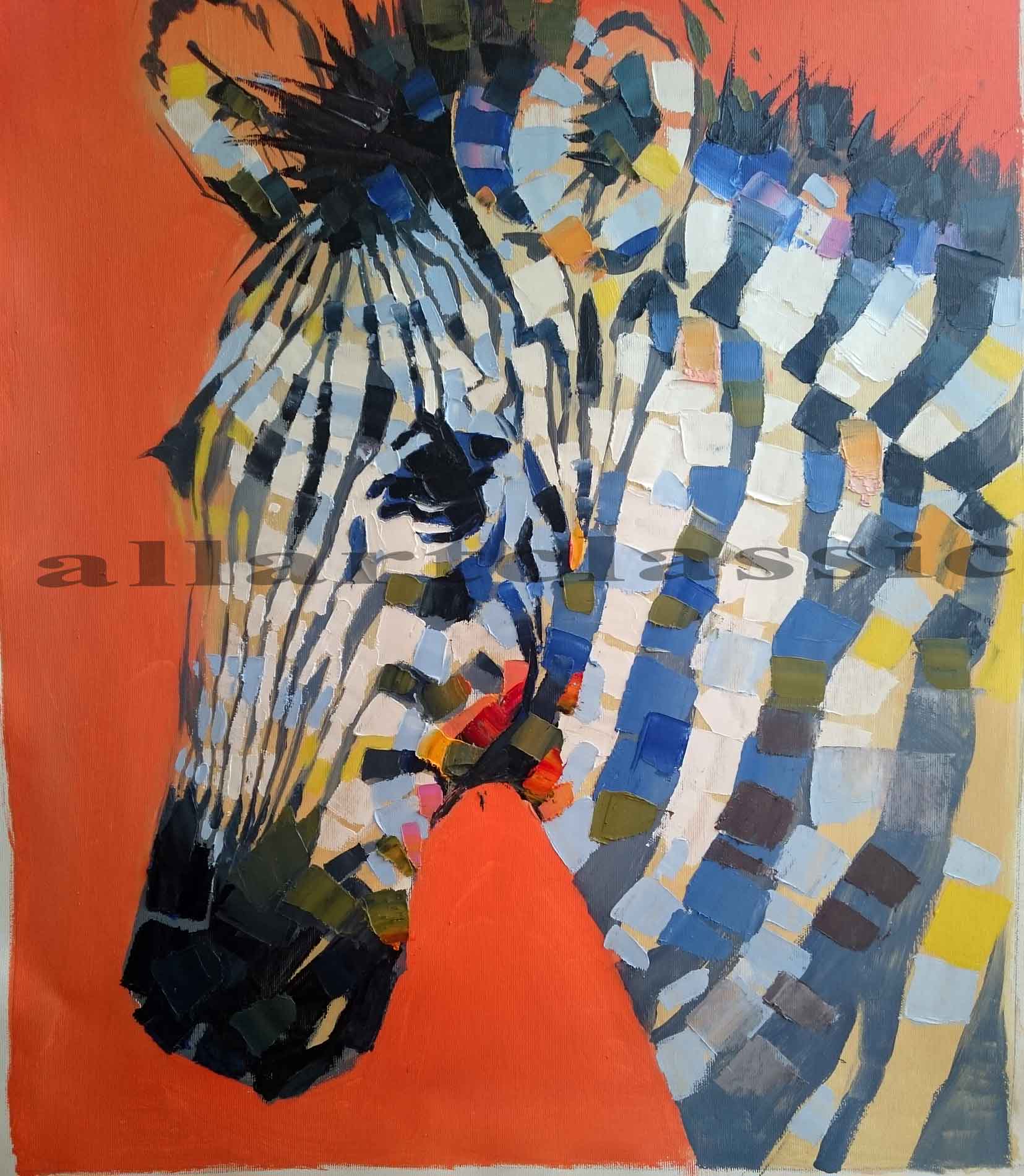 1655x1900 Cheap Paintings For Sale - Colorful Zebra Painting