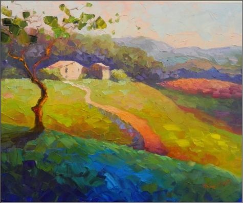475x398 Springtime In Umbria , 20x24, Oil On Wrapped Canvas, Italian - Colorist Painting