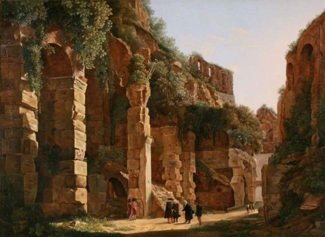 642x469 Inside The Colosseum Painting Franz Ludwig Catel Oil Paintings - Colosseum Painting