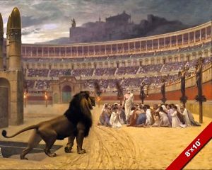 300x240 Christian Martyrs In Roman Colosseum W Lions Painting Rome Art - Colosseum Painting