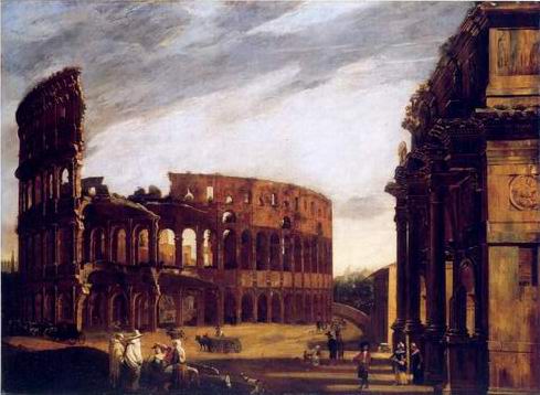 489x358 Colosseum And Arch Of Constantine - Colosseum Painting