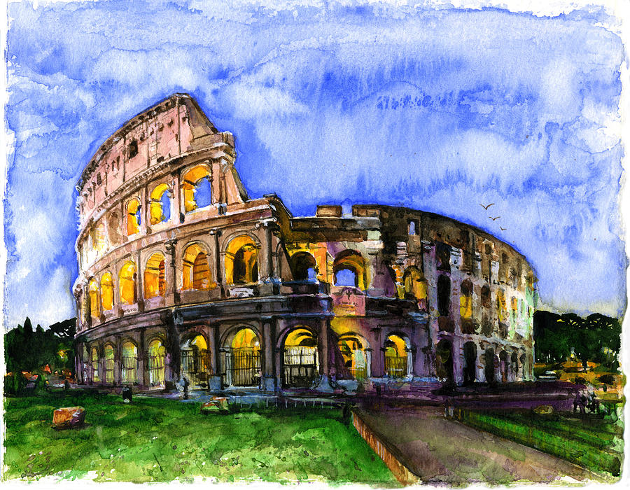 900x700 Colosseum Painting By John D Benson - Colosseum Painting