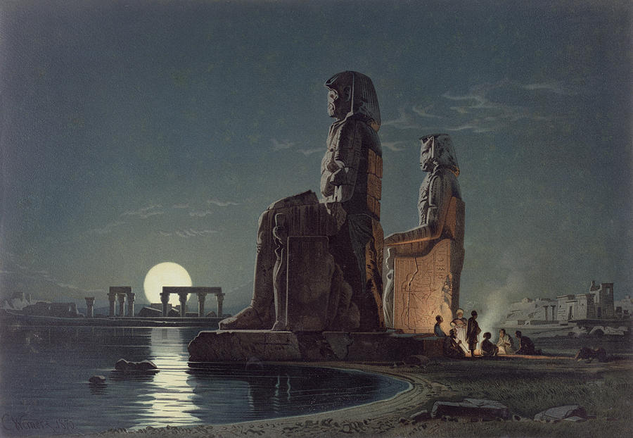 900x622 The Colossi Of Memnon, Thebes, One Painting By Carl Friedrich - Colossus Painting
