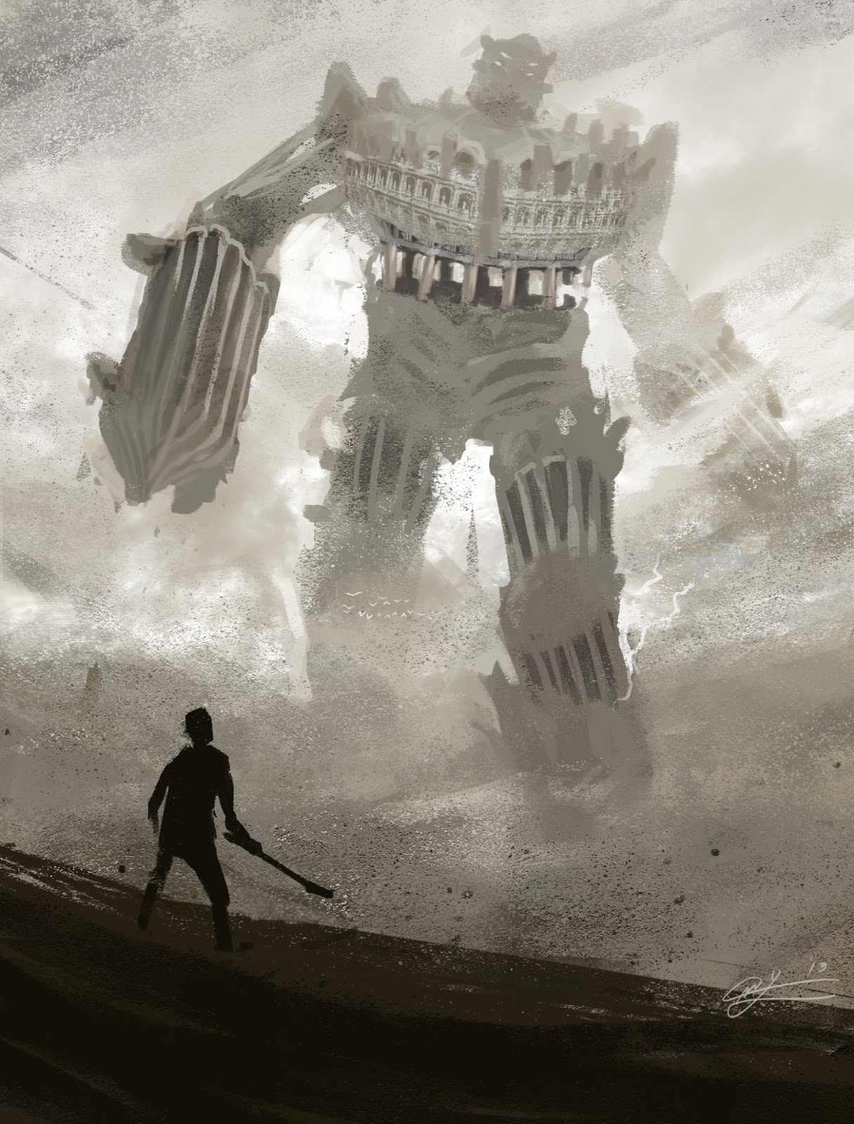1216x1600 I Finally Got To Play Shadow Of The Colossus. It Instantly - Colossus Painting
