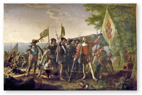 537x361 Columbus On Shore - Columbus Painting