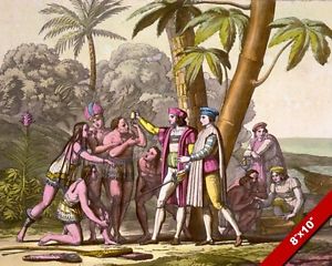 300x240 Christopher Columbus Arrival To The New World Painting Real Canvas - Columbus Painting