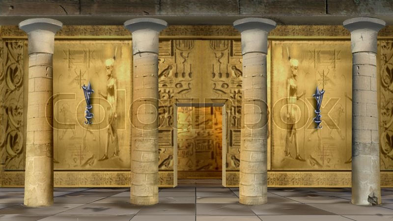 800x450 Digital Painting Of The Hall Of Ancient Egyptian Temple - Column Painting