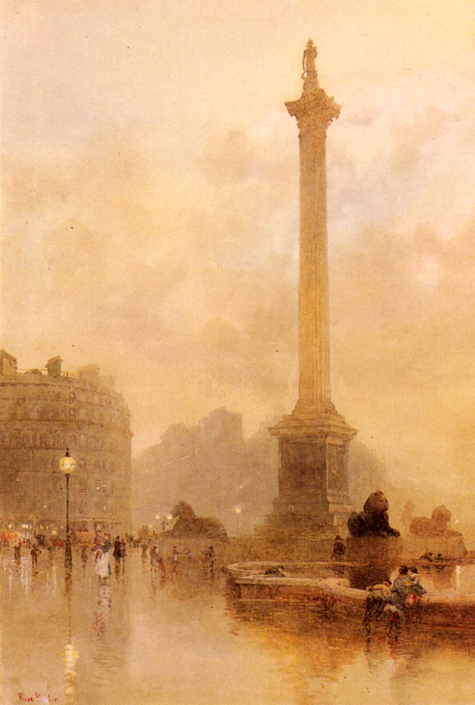 674x1000 Nelsons Column In A Fog Painting Rose Maynard Barton Oil Paintings - Column Painting
