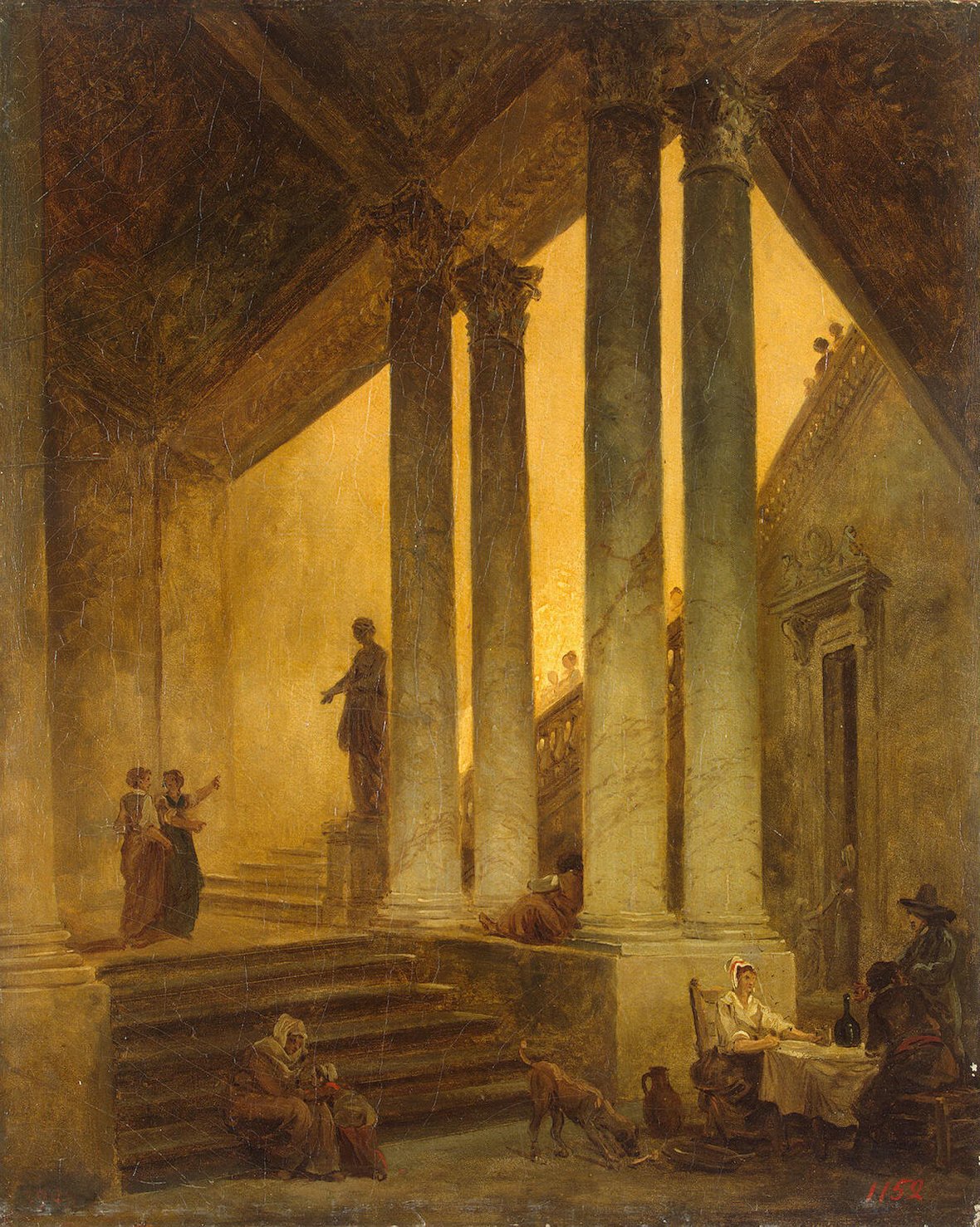 1180x1478 Staircase With Columns Painting Hubert Robert Oil Paintings - Column Painting