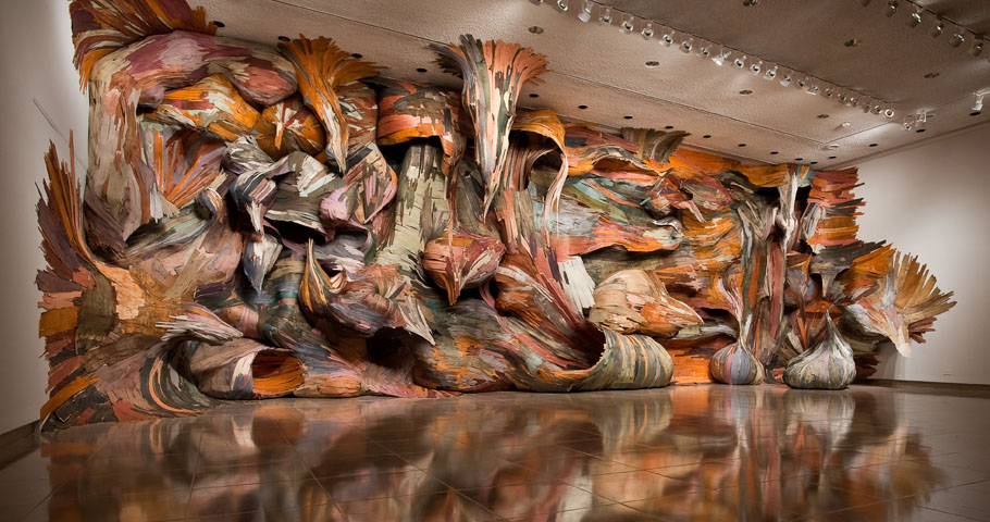 910x480 Husky Brown Interesting Work From Artist Henrique Oliveira - Combine Painting