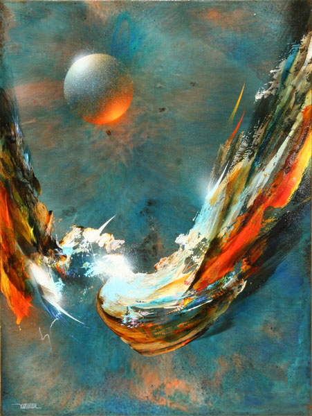 451x600 Leonardo Nierman Painting - Comet Painting