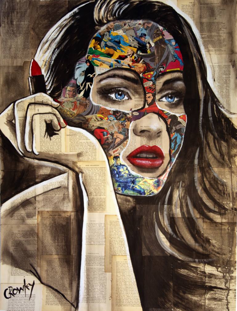 770x1013 Saatchi Art Hiding Her Fears (Pop Art) Comic Book Art Painting By - Comic Book Painting